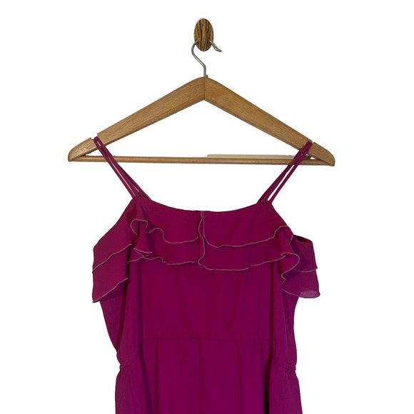 Vintage Ferrali by Phillipe Pink Blouson Tiered Ruffle Chiffon Dress Size 3/4 - Picture 6 of 11